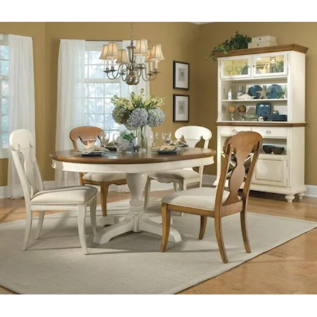 White Pedestal Table & Chair Set